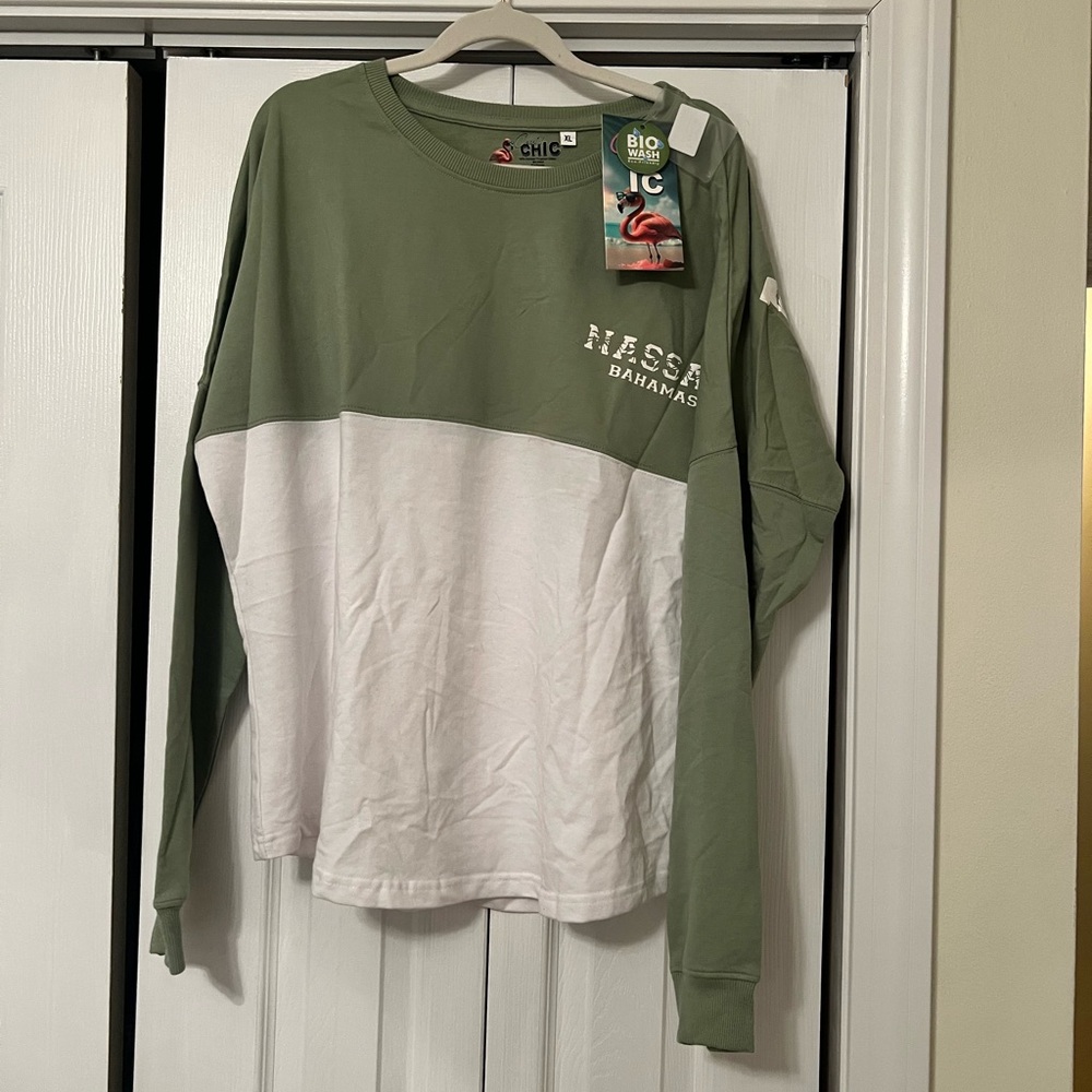 Nassau Bahamas Green and White Long Sleeve Shirt